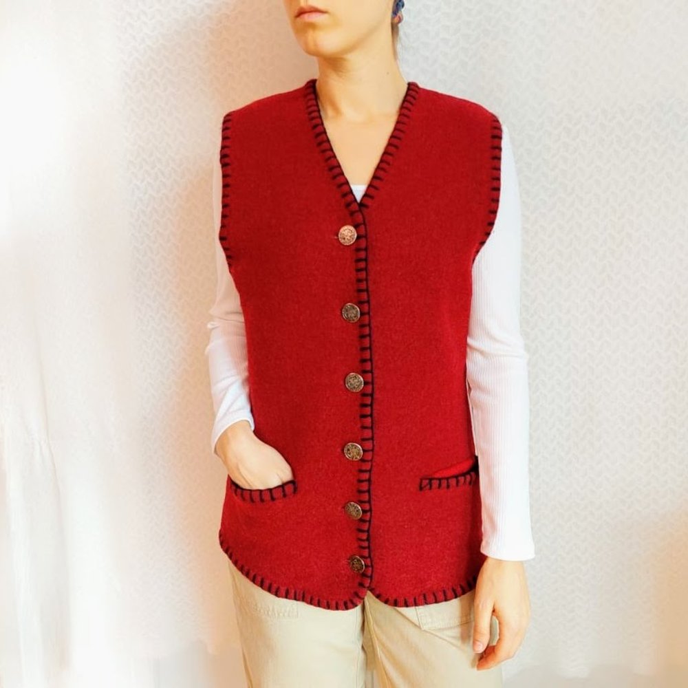 Vintage red wool vest